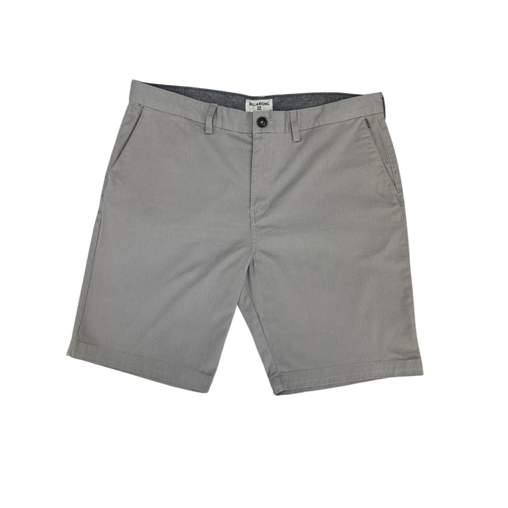 Billabong Mens Gray Chino Shorts Size 38 Flat Front Casual Skate Summer Shorts - Picture 2 of 10